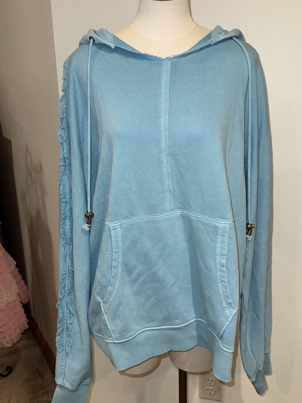 Free People Pullover Hoodie in Blue Size Medium